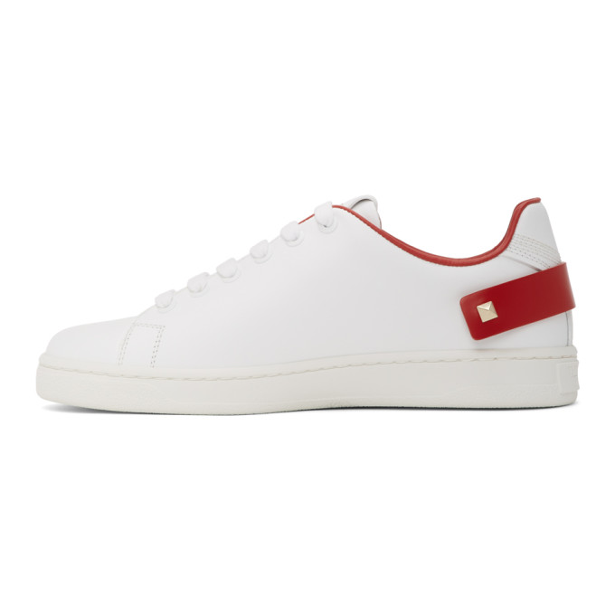 VALENTINO VALENTINO WHITE AND RED VALENTINO GARAVANI VLOGO BACKNET SNEAKERS