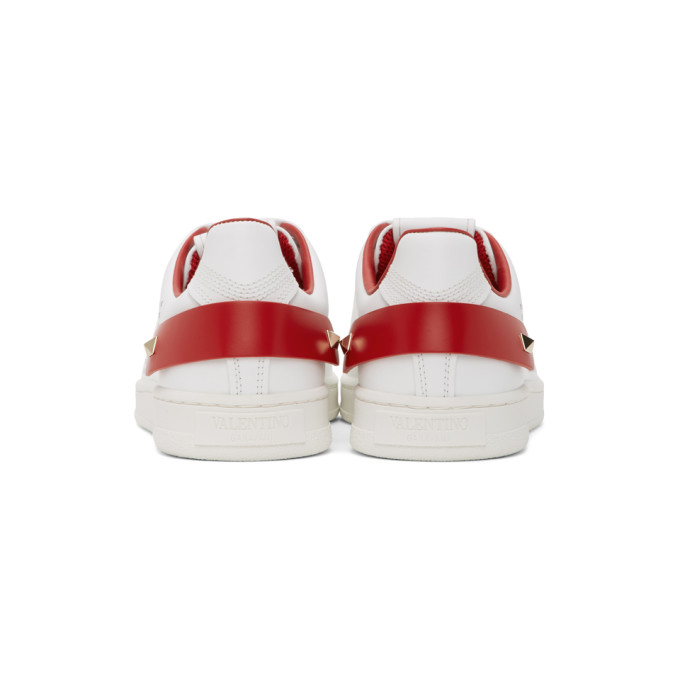 VALENTINO VALENTINO WHITE AND RED VALENTINO GARAVANI VLOGO BACKNET SNEAKERS
