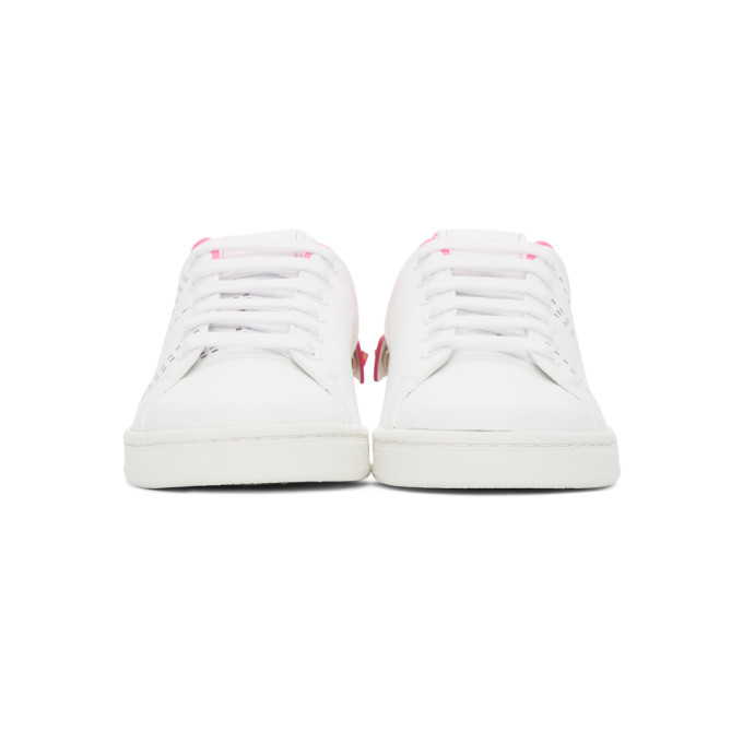 VALENTINO VALENTINO WHITE AND PINK VALENTINO GARAVANI VLOGO BACKNET SNEAKERS