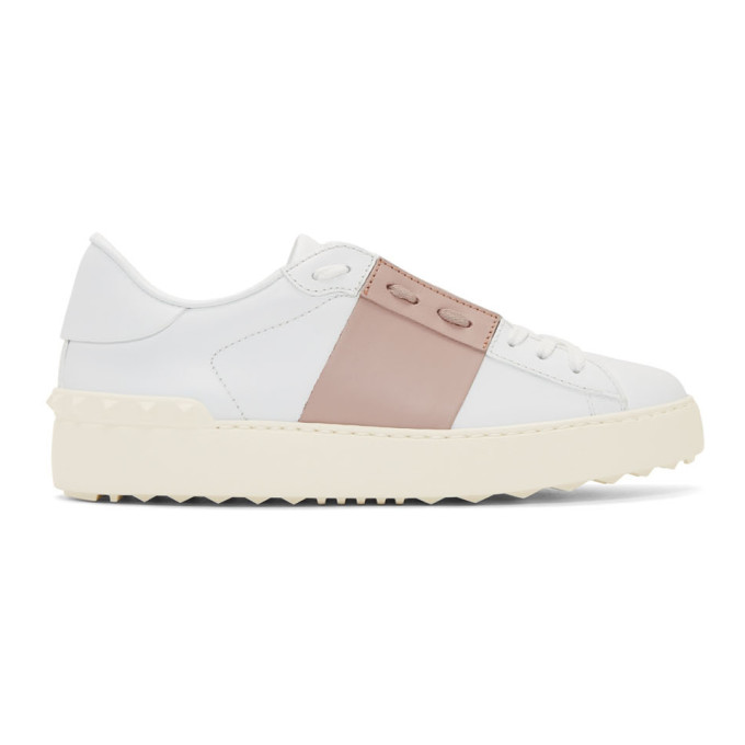 white & pink valentino garavani open sneakers