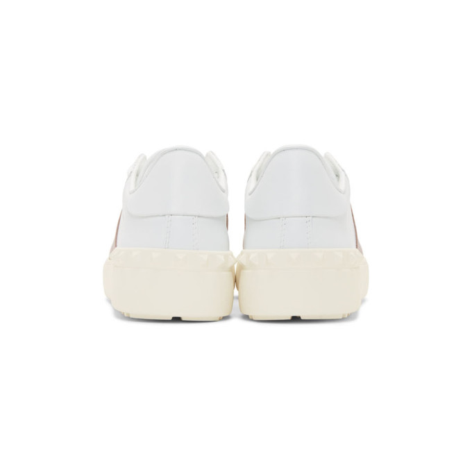 VALENTINO VALENTINO WHITE AND PINK VALENTINO GARAVANI OPEN SNEAKERS