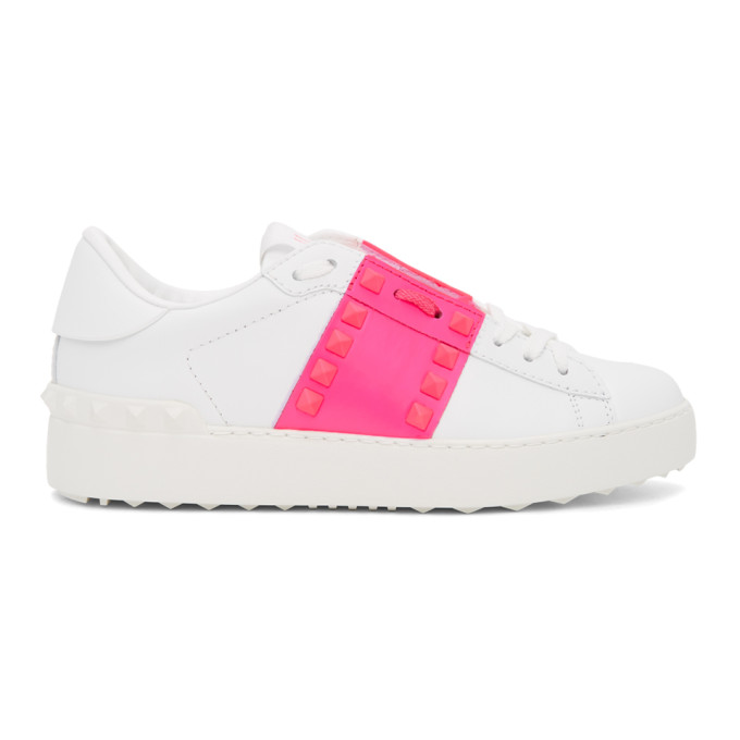 VALENTINO GARAVANI VALENTINO WHITE AND PINK VALENTINO GARAVANI ROCKSTUD UNTITLED OPEN trainers