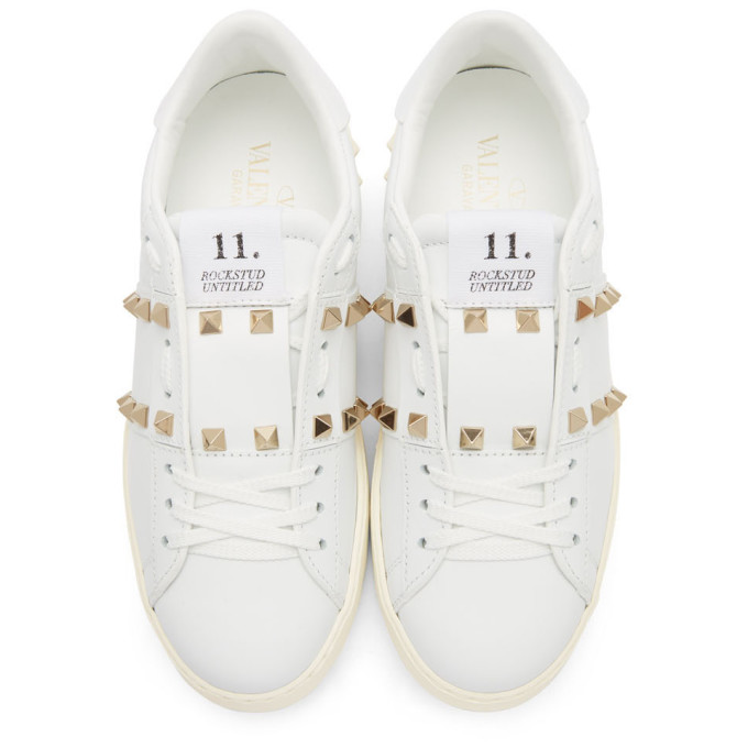 VALENTINO VALENTINO WHITE VALENTINO GARAVANI ROCKSTUD UNTITLED SNEAKERS