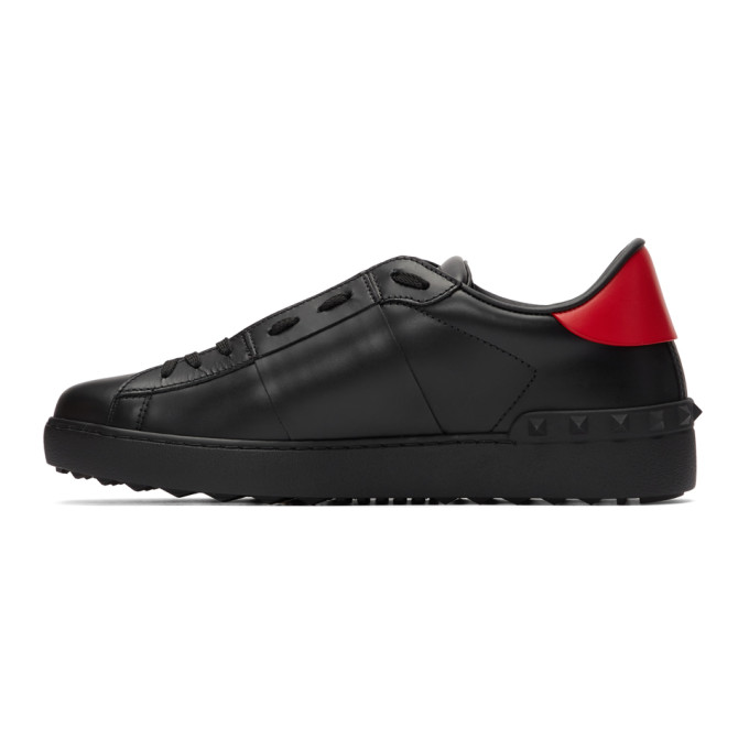 VALENTINO VALENTINO BLACK AND RED VALENTINO GARAVANI VLTN OPEN SNEAKERS