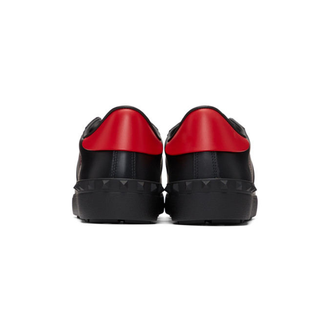 VALENTINO VALENTINO BLACK AND RED VALENTINO GARAVANI VLTN OPEN SNEAKERS