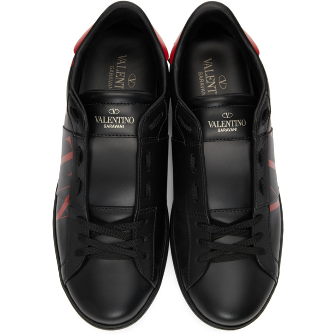 VALENTINO VALENTINO BLACK AND RED VALENTINO GARAVANI VLTN OPEN SNEAKERS