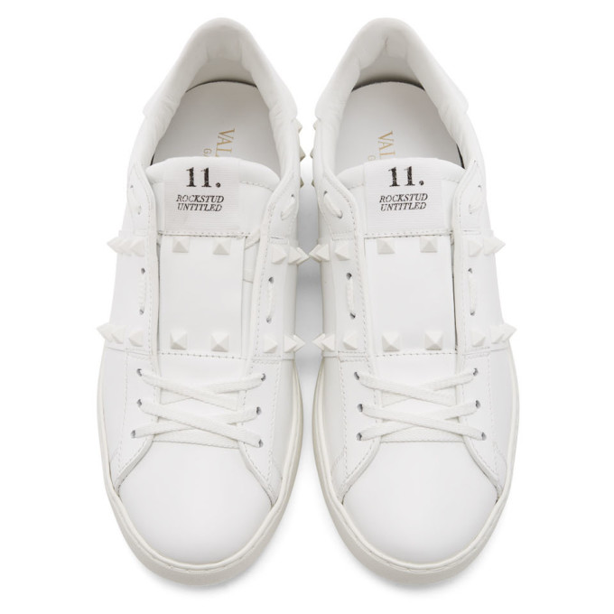 VALENTINO WHITE VALENTINO GARAVANI ROCKSTUD UNTITLED SNEAKERS