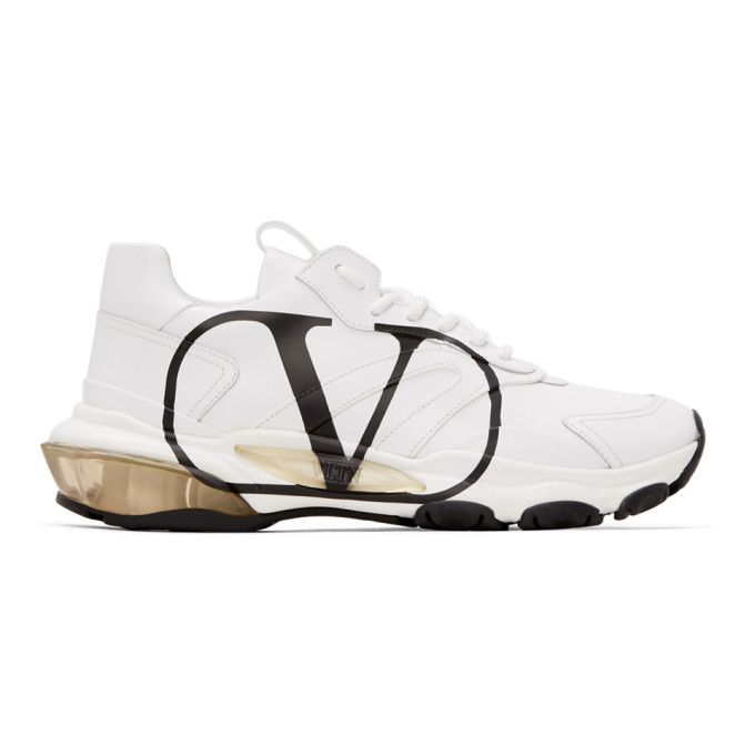 Click to view more detailed imagery on our partner's website Valentino Garavani White And Black Leather Vlogo Sneakers In 6l0whitebla