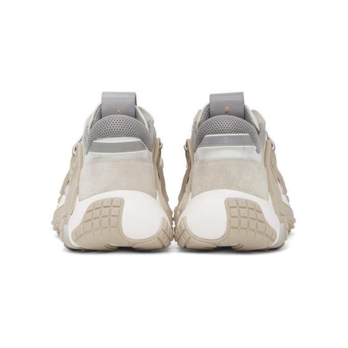 VALENTINO WHITE & OFF-WHITE VALENTINO GARAVANI WOD PANELLED LOW-TOP SNEAKERS
