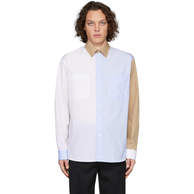 JW ANDERSON JW ANDERSON WHITE AND BLUE CHEST POCKETS SHIRT