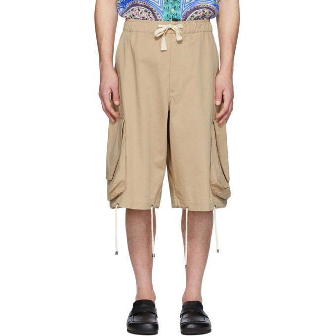 JW ANDERSON JW ANDERSON BEIGE OVERSIZED DRAWSTRING CARGO SHORTS