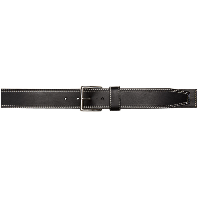 AMI ALEXANDRE MATTIUSSI AMI ALEXANDRE MATTIUSSI BLACK CONTRAST STITCH BELT