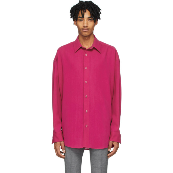 AMI ALEXANDRE MATTIUSSI AMI ALEXANDRE MATTIUSSI PINK WOOL OVERSIZED SHIRT