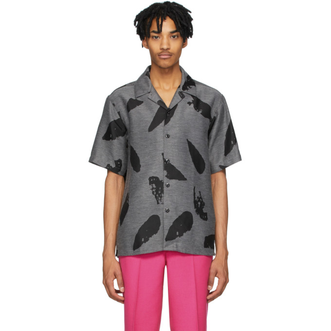 AMI ALEXANDRE MATTIUSSI AMI ALEXANDRE MATTIUSSI GREY AND BLACK PRINTED SHIRT