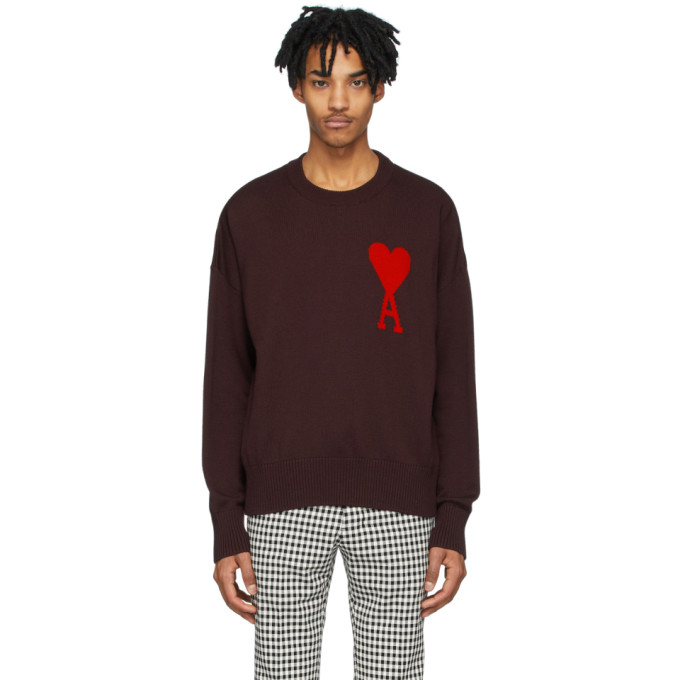 Ami Alexandre Mattiussi Ami De Coeur Oversize Crewneck Sweater In 610 Bordx