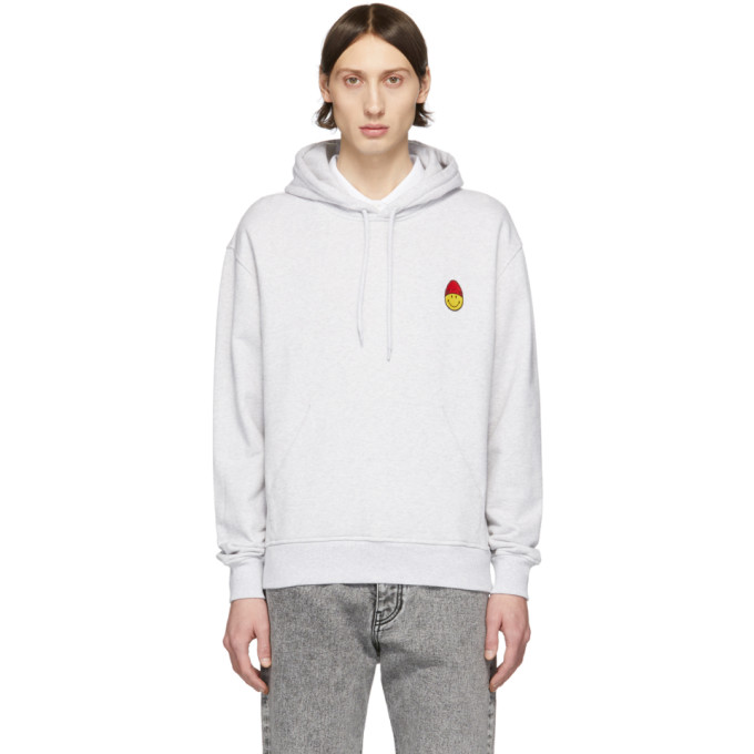 AMI ALEXANDRE MATTIUSSI AMI ALEXANDRE MATTIUSSI GREY SMILEY HOODIE