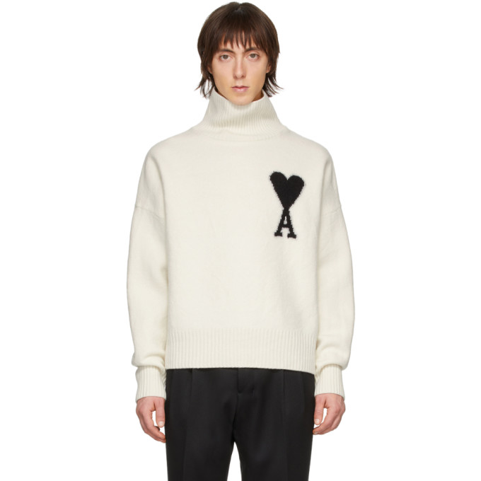 Ami Alexandre Mattiussi Off White Merino Ami De Coeur Turtleneck