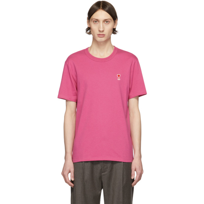 AMI ALEXANDRE MATTIUSSI AMI ALEXANDRE MATTIUSSI PINK AMI DE COEUR T-SHIRT