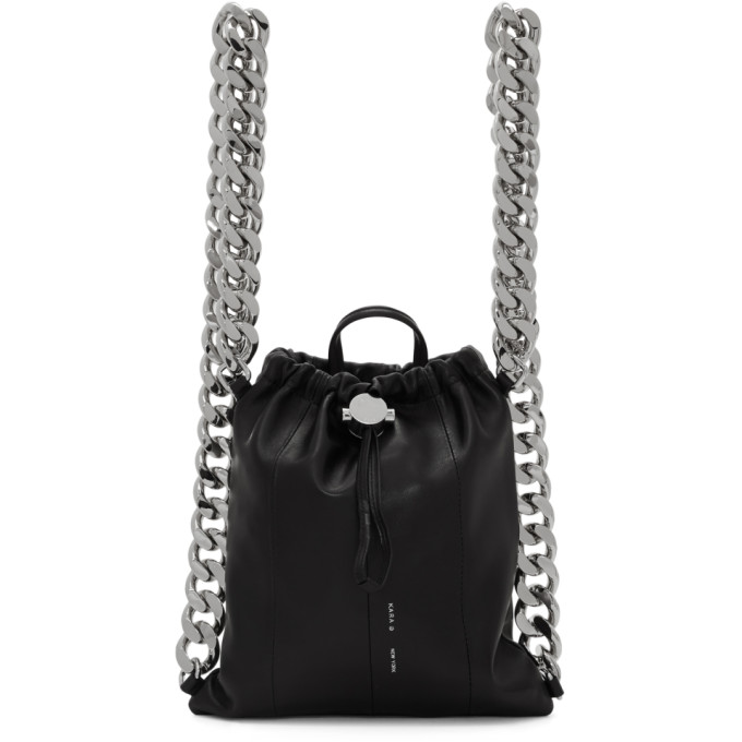 KARA KARA BLACK LEATHER CHAIN GYM BACKPACK