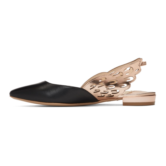 SOPHIA WEBSTER SOPHIA WEBSTER BLACK AND ROSE GOLD ANGELO BALLERINA FLATS