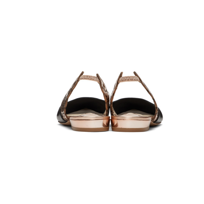 SOPHIA WEBSTER SOPHIA WEBSTER BLACK AND ROSE GOLD ANGELO BALLERINA FLATS