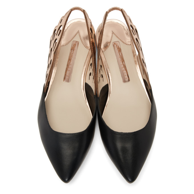 SOPHIA WEBSTER SOPHIA WEBSTER BLACK AND ROSE GOLD ANGELO BALLERINA FLATS
