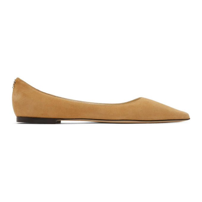 Buy Jimmy Choo Tan Suede Love Flats Online | Shoe Trove