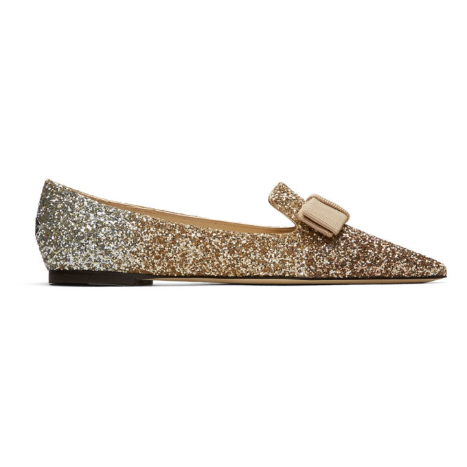 JIMMY CHOO JIMMY CHOO MULTICOLOR TRIPLE COARSE GLITTER GALA FLATS