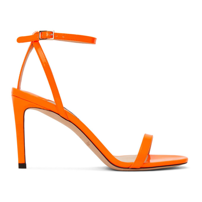 JIMMY CHOO JIMMY CHOO ORANGE PATENT MINNY 85 SANDALS