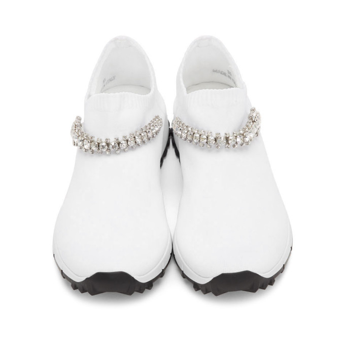 JIMMY CHOO JIMMY CHOO WHITE CRYSTAL VERONA SNEAKERS
