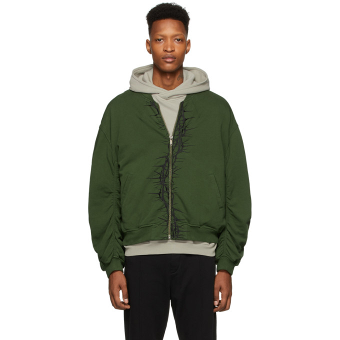 Haider Ackermann SSENSE 限定 カーキ and ブラック エンブロイダリー ボンバー ジャケット