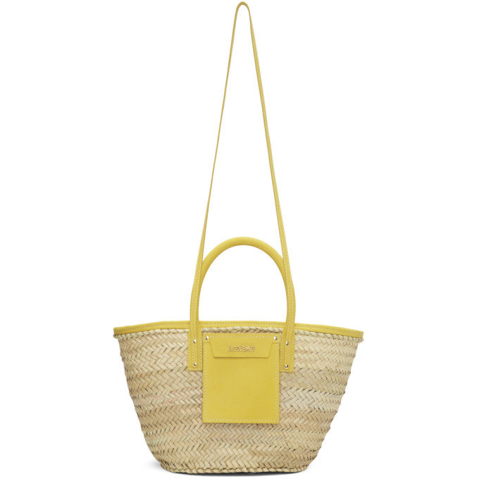 JACQUEMUS JACQUEMUS BEIGE AND YELLOW LE PANIER SOLEIL TOTE