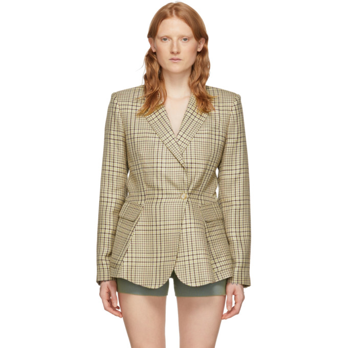 JACQUEMUS JACQUEMUS GREEN CHECK LA VEST QUI VOLE BLAZER