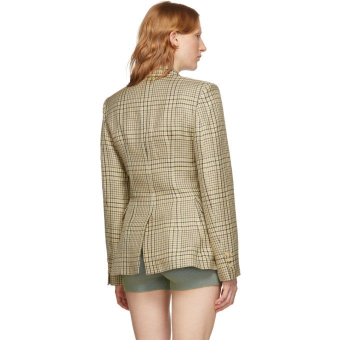 JACQUEMUS JACQUEMUS GREEN CHECK LA VEST QUI VOLE BLAZER