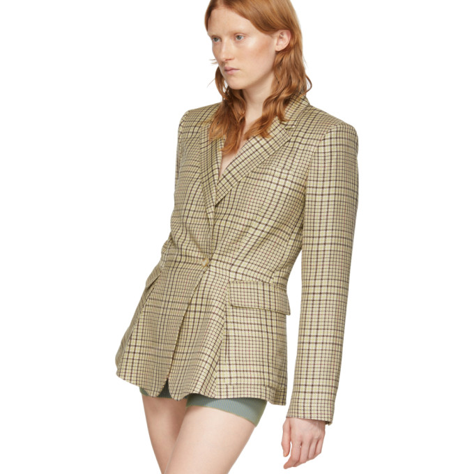 JACQUEMUS JACQUEMUS GREEN CHECK LA VEST QUI VOLE BLAZER