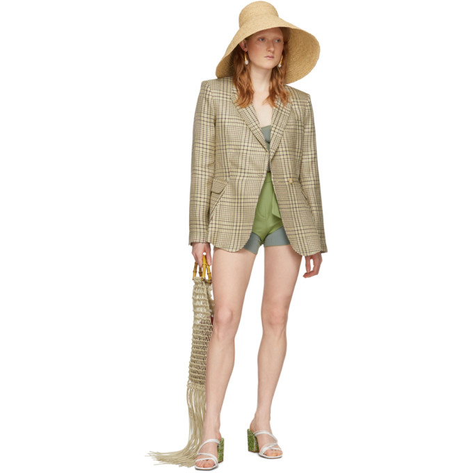 JACQUEMUS JACQUEMUS GREEN CHECK LA VEST QUI VOLE BLAZER