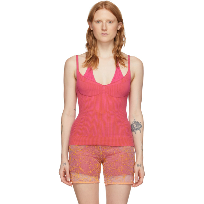 JACQUEMUS JACQUEMUS PINK AND ORANGE LA MAILLE VALENSOLE TANK TOP