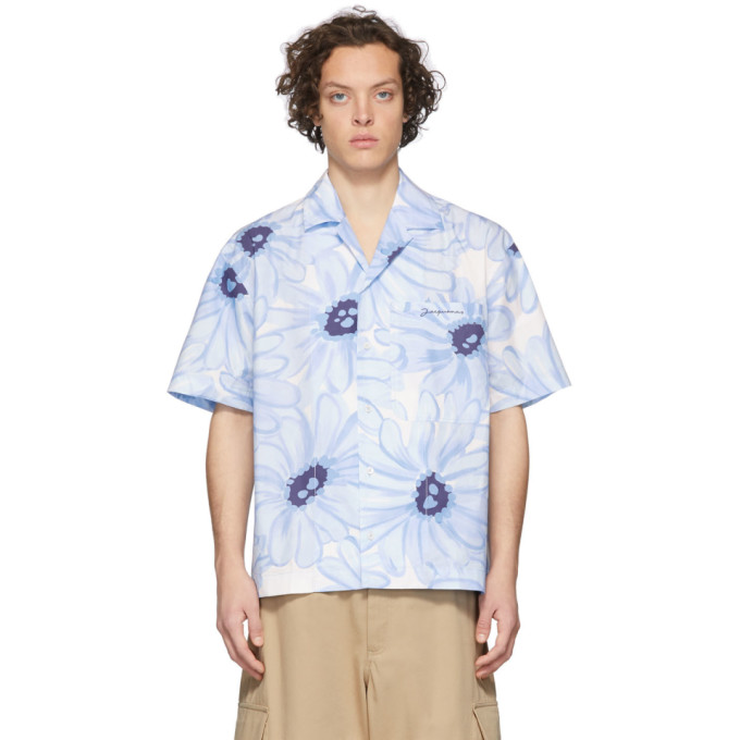 Jacquemus La Chemise Melo Short Sleeve Shirt Print Dark Navy Flowers Men's  - SS22 - US