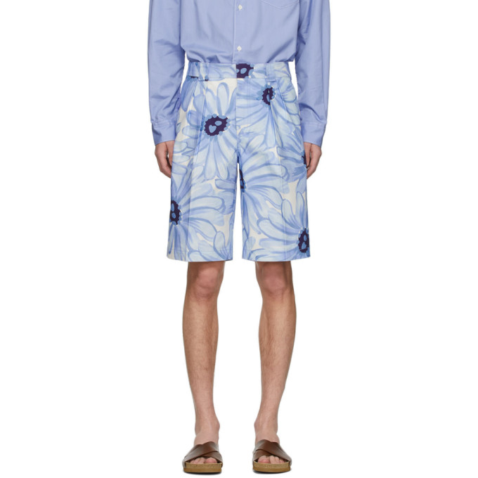 JACQUEMUS JACQUEMUS BLUE FLOWER LE SHORT DE COSTUME SHORTS