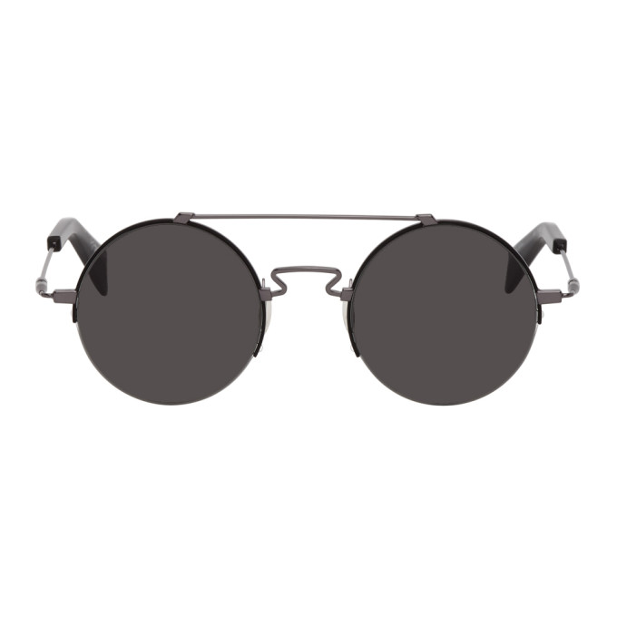 Yohji Yamamoto Gunmetal Yy7028 Sunglasses In 031 Black