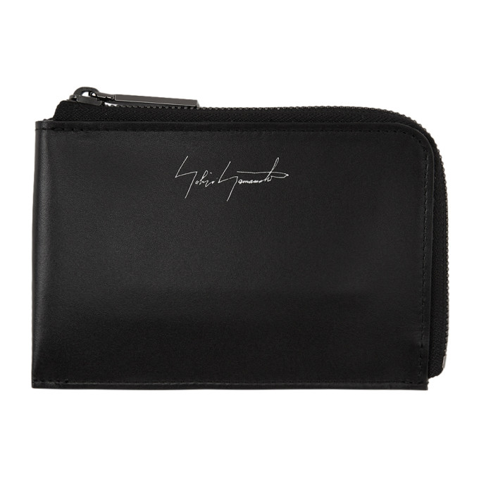 Yohji Yamamoto Black Logo Zip Wallet In 4 Black