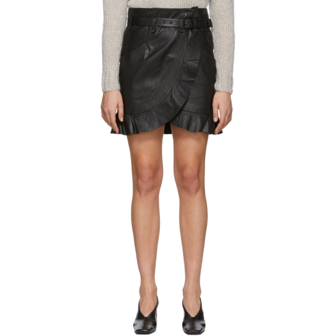 ISABEL MARANT ÉTOILE ISABEL MARANT ETOILE BLACK LEATHER QING MINISKIRT