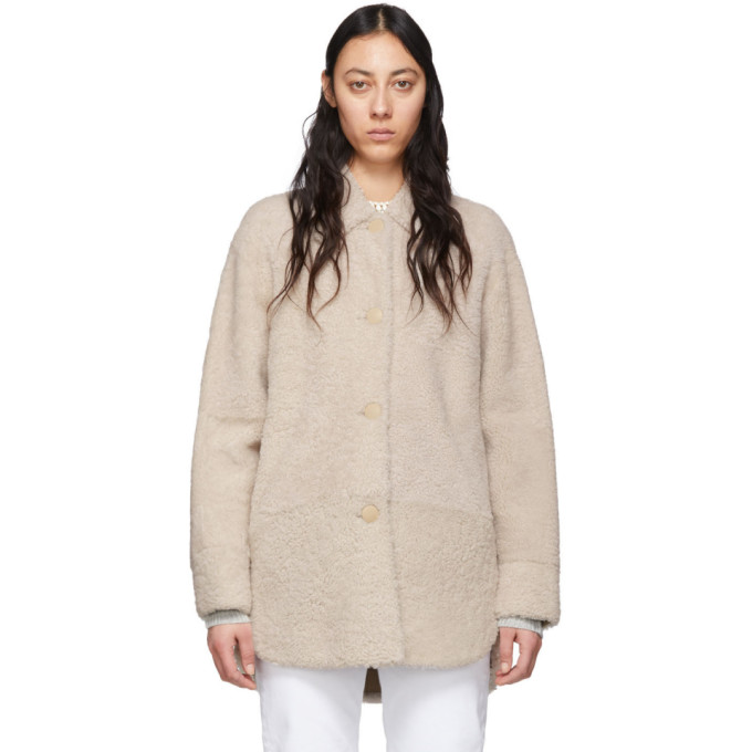 ISABEL MARANT ISABEL MARANT REVERSIBLE OFF-WHITE SHEARLING SARVEY COAT