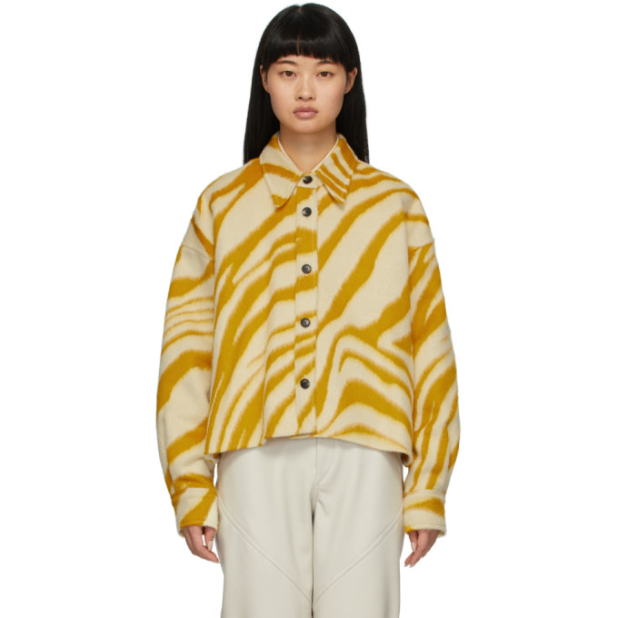 ISABEL MARANT ISABEL MARANT YELLOW AND WHITE HANAO SHIRT JACKET