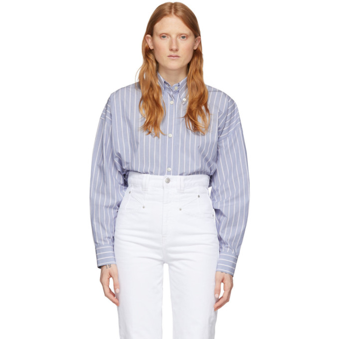 ISABEL MARANT ISABEL MARANT BLUE SILK MACAO SHIRT