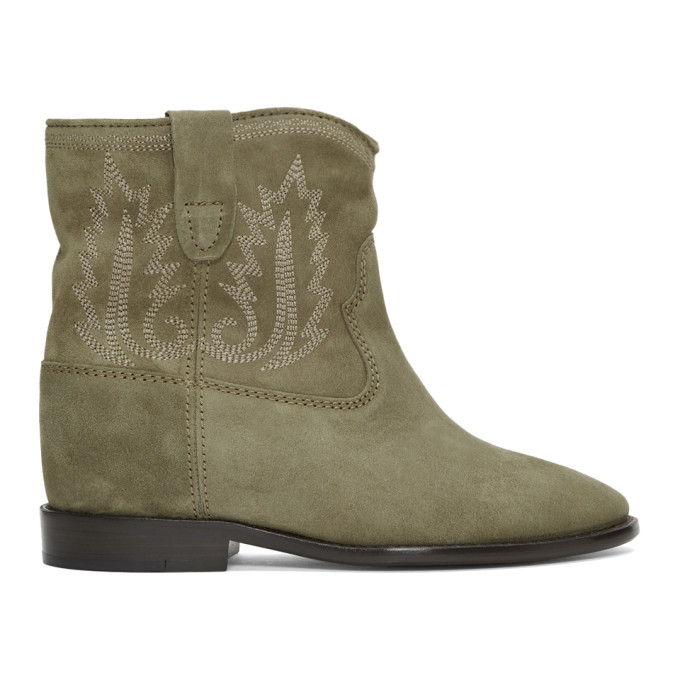 ISABEL MARANT ISABEL MARANT TAUPE EMBROIDERED CRISI BOOTS