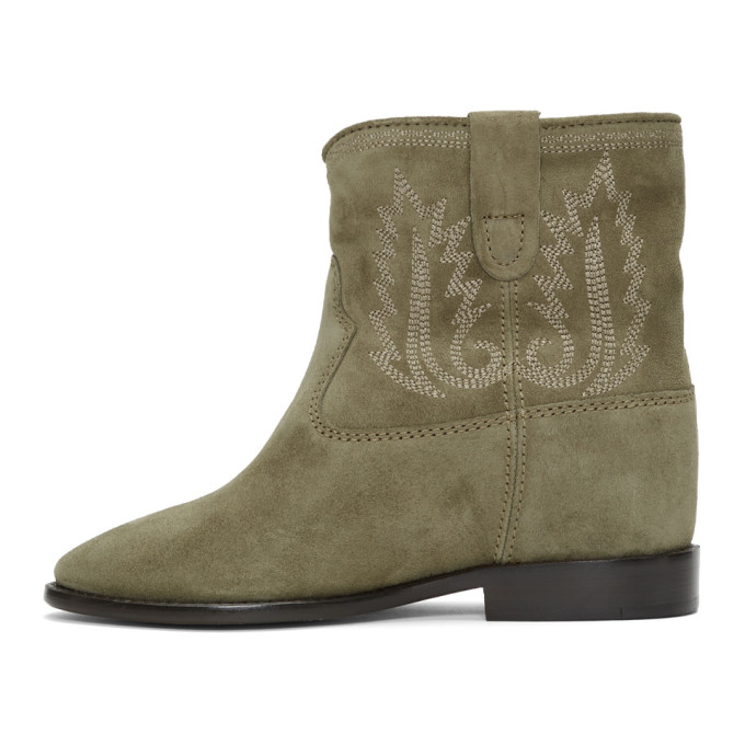 ISABEL MARANT ISABEL MARANT TAUPE EMBROIDERED CRISI BOOTS