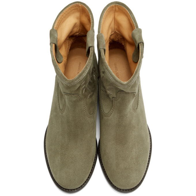ISABEL MARANT ISABEL MARANT TAUPE EMBROIDERED CRISI BOOTS