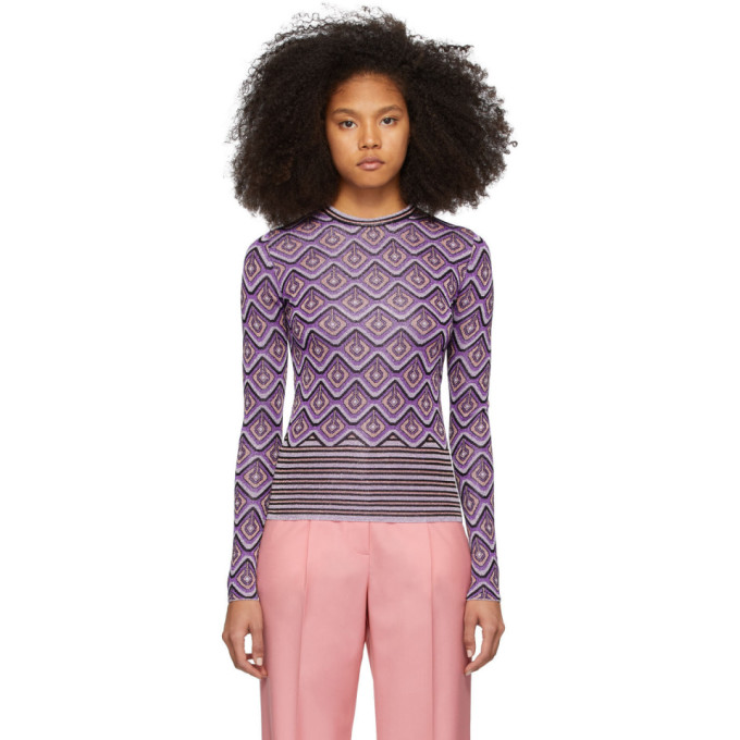 Paco Rabanne Purple Jacquard Stripes Top