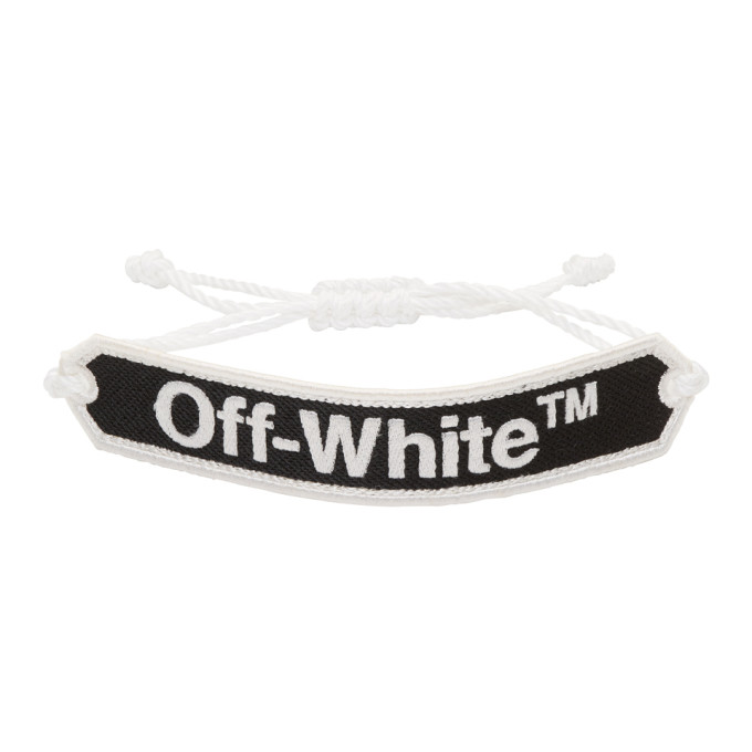 OFF-WHITE OFF-WHITE BLACK LOGO MACRAME BRACELET